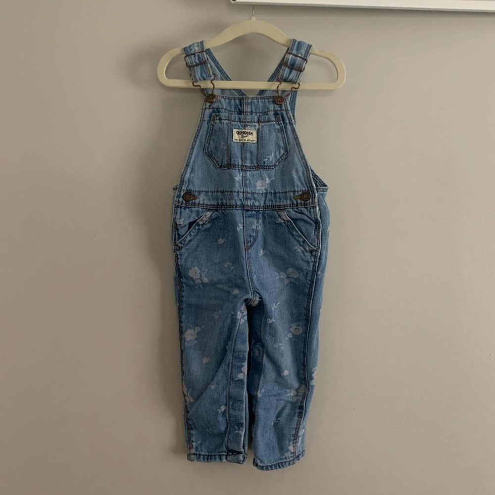 Vintage OshKosh Floral Print Denim Overalls